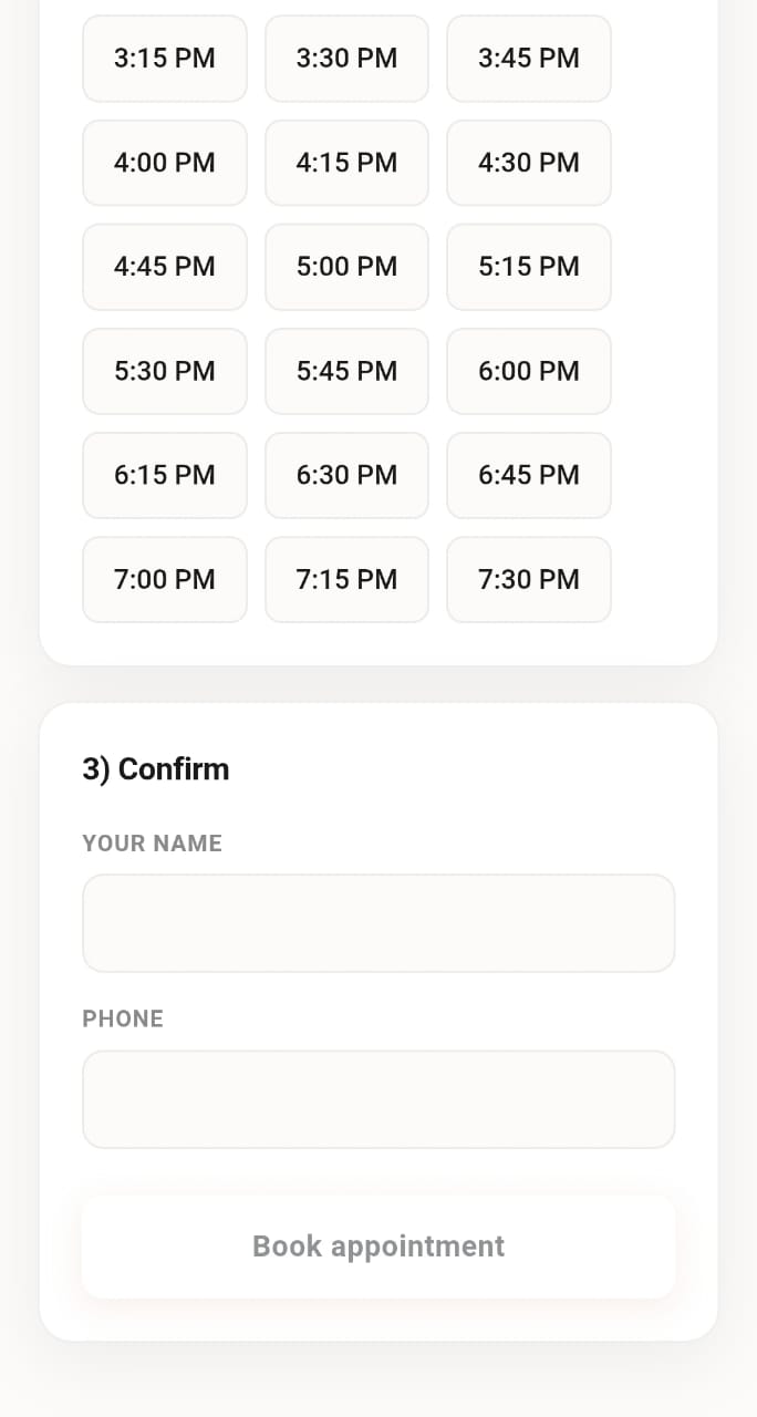 Mobile booking step 3